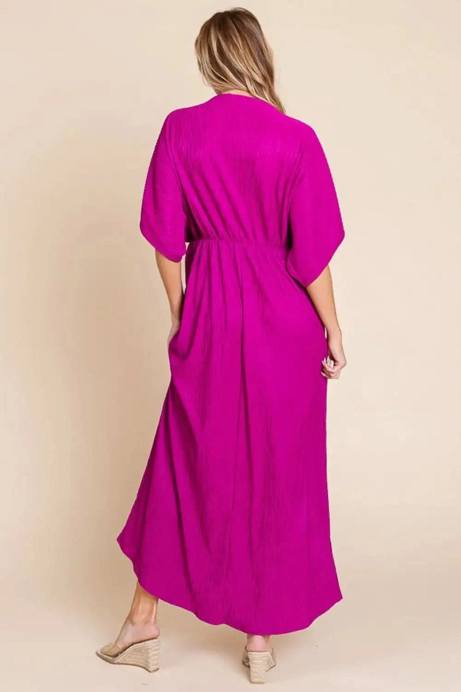 BOMBOM Surplice Maxi Dress with Pockets - SwagglyLife Home & Fashion